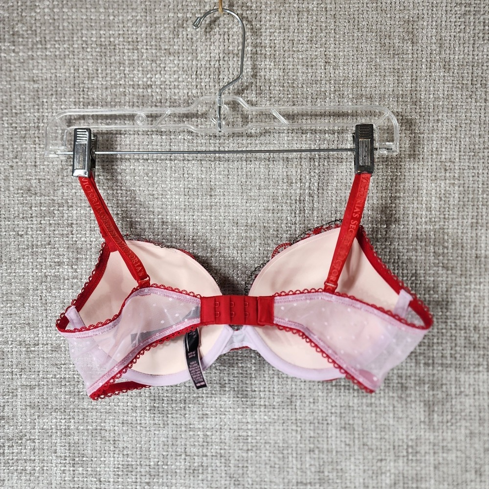Victorias‎ Secret Push-Up Bra Womens 36B Underwire Pink Lace Embroidered EUC - Picture 6 of 11